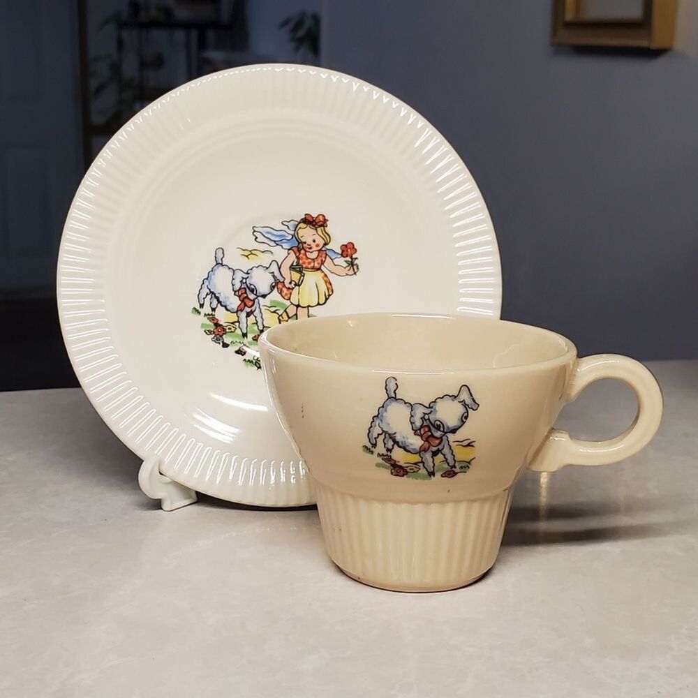 Vintage Mary Had a Little Lamb Cup & Saucer Nursery Theme